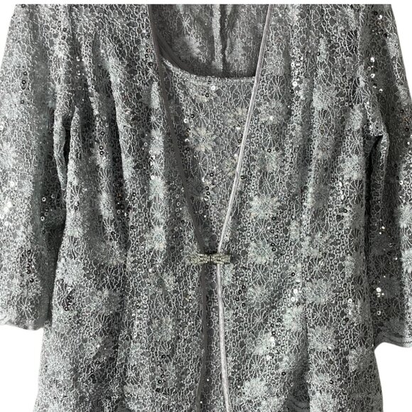 R & M Richards Silver Dress with Matching Jacket Size 6 - Picture 4 of 5